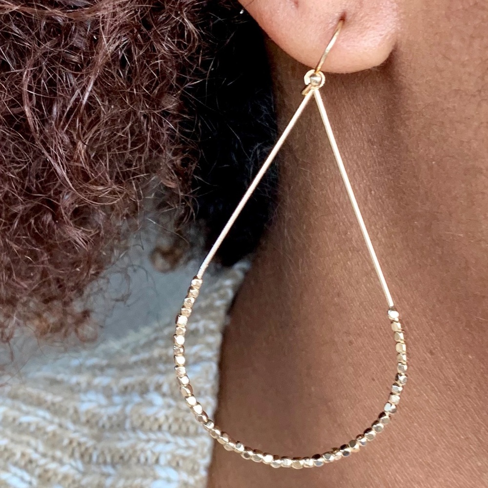 Elongated Hoop Earrings in Gold or Silver